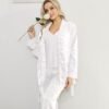 Womens Silk Satin Pajama Sets,Zebra Strips Comfy Robe and Pants Women Pajamas,Silky Camisole Woman Pjs Set 3 Pieces