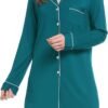 Womens Bamboo Viscose Sleep Shirt Long Sleeve Button Down Nightgowns Boyfriend Nightshirt S-XXL