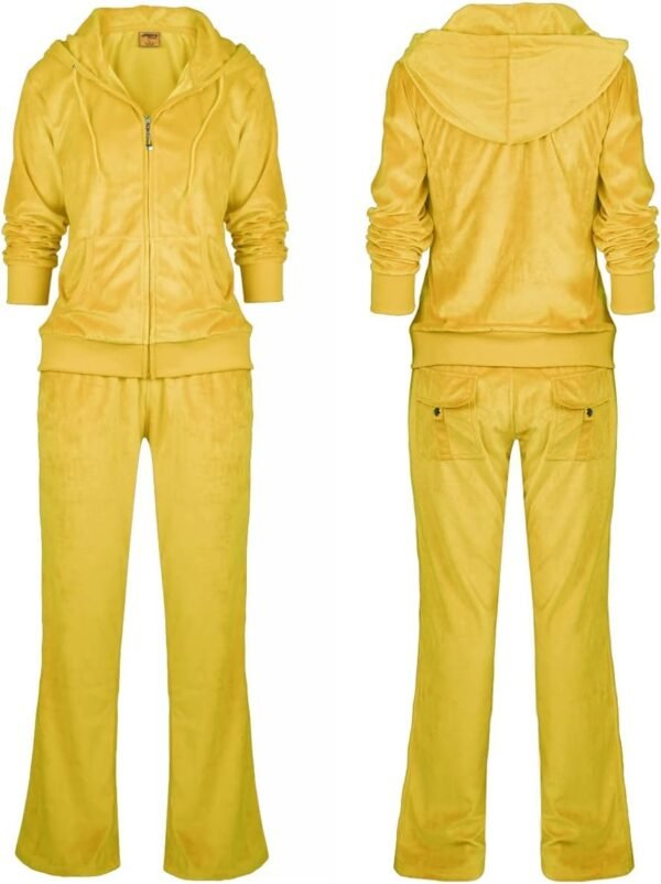 Womens Jogging Suits Sets Running Velour Outfit Zipper Warm Up 2 Pieces Hoodie and Pant Tracksuit