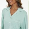 Womens Bamboo Pajama Set Long Sleeve Button Down, Soft Pj Pants with Pockets, Lightweight Sleepwear Loungewear