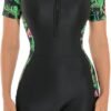 Women Zipper Rash Guard Sleeves Sun Protection Surf Rashguard Boyleg One Piece Sport Swimsuit Padded Bathing Suits