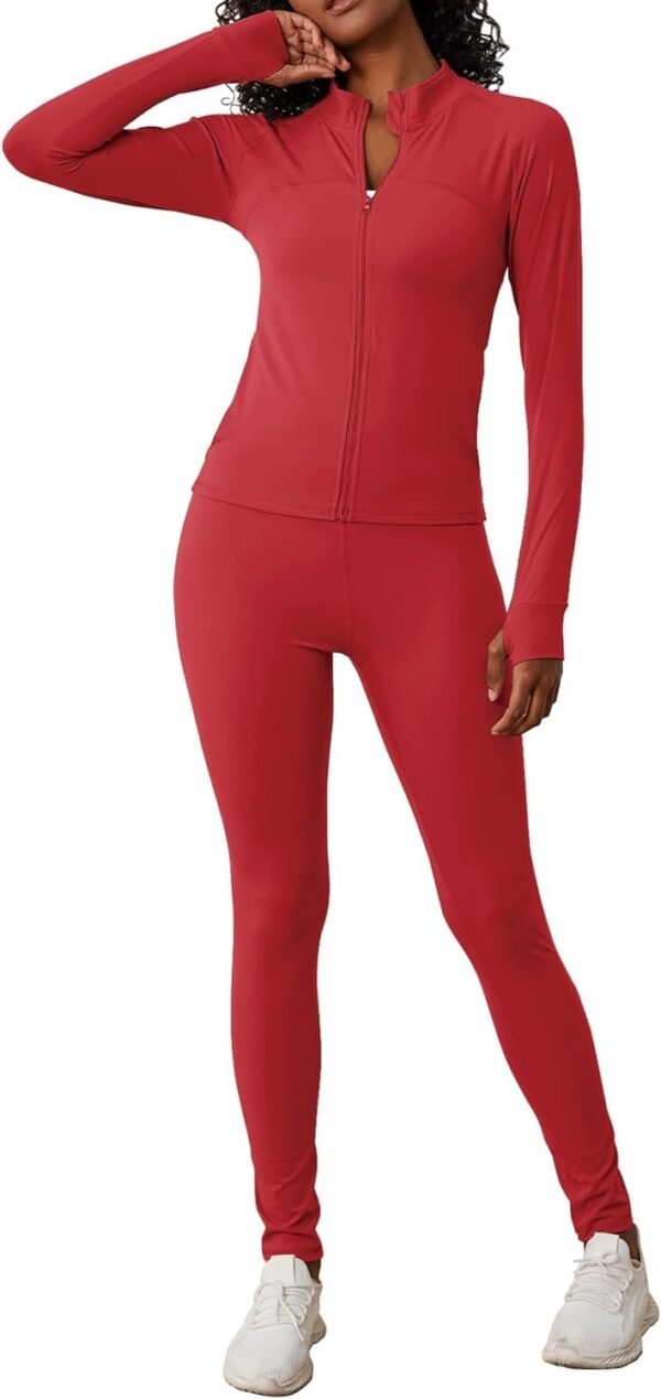 Two Piece Outfits for Women Workout Sets Bodycon Tracksuit Long Sleeve Zip Up Hoodie Jacket Jogger Sweat Pants Set