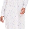 Long Cotton Nightgown Women's Long Sleeve Sleepwear Full Length Night Dress Soft Comfy Loungewear