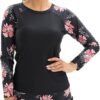 Women 2 Piece Rash Guard Long Sleeve Swimsuits Swim Shirt with Shorts Set Sun Protection UPF 50+ Surf Bathing Suits