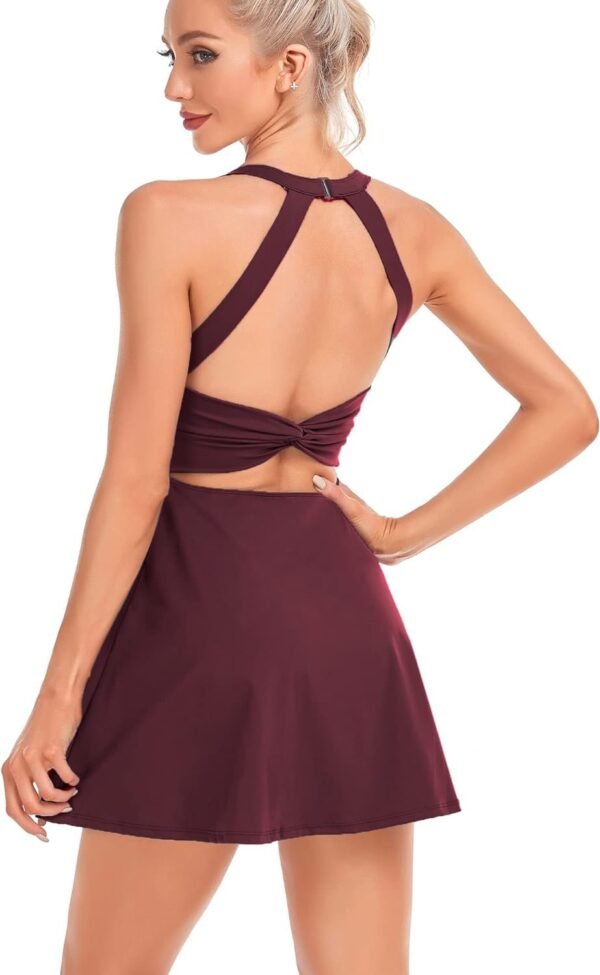 Womens Tennis Dress with Built in Shorts and Bra Workout Dress Golf Athletic Dress for Women