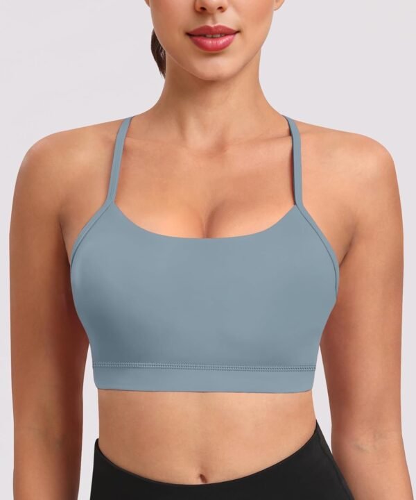 Spaghetti Strap Padded Sports Bras for Women - Y Back Yoga Workout Tops (3 Pack)