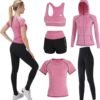 Workout Sets for Women 5 PCS Yoga Outfits Activewear Tracksuit Sets