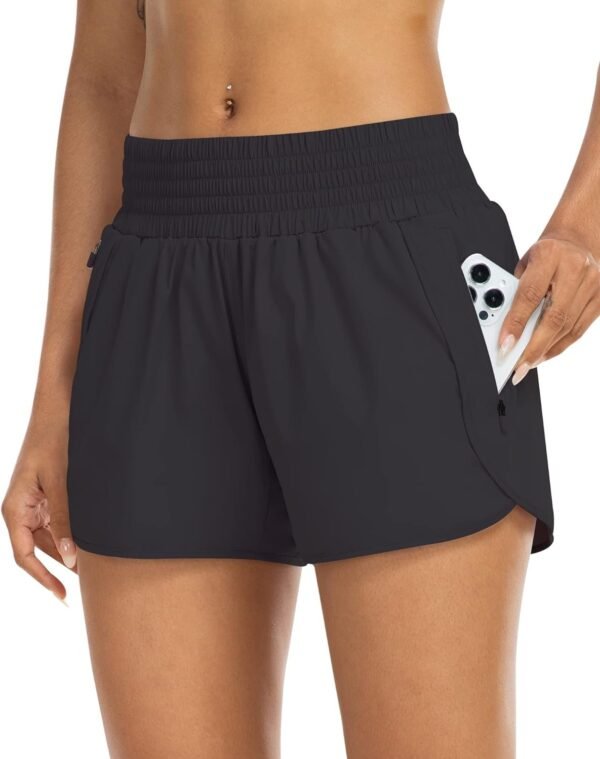 Athletic Shorts for Women with Pockets High Waist Running Workout Shorts Gym Yoga White Summer Shorts