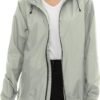 Women's Rain Jacket Lightweight Waterproof Rain Coat with Hooded Windproof Adjustable Windbreaker