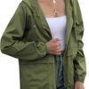 Women's Raincoats Windbreaker Rain Jacket Waterproof Lightweight Outdoor Hooded Trench Coats S-XXL