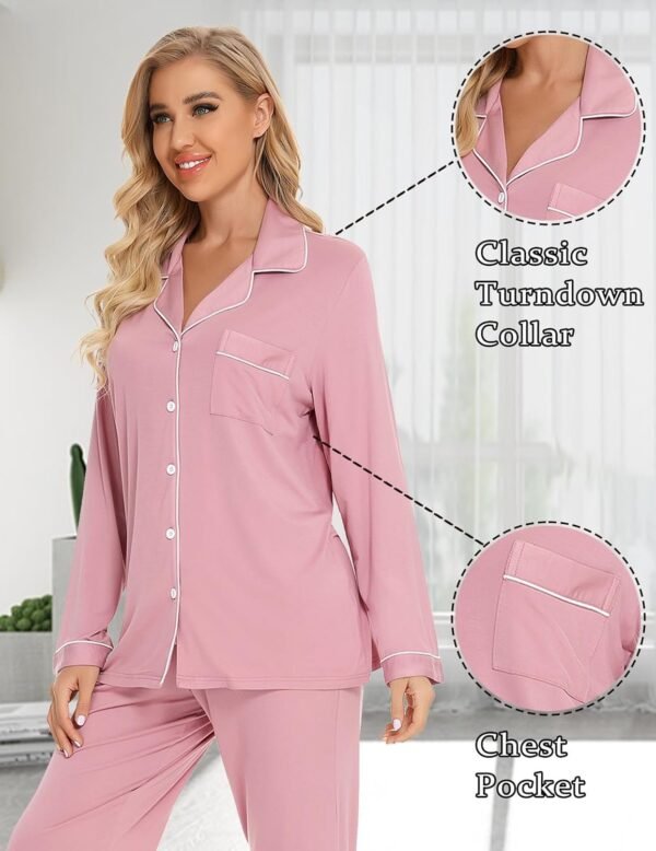 Pajamas Set Long Sleeve Womens Button Down Sleepwear Two Piece Nightwear Soft Pj Lounge Sets S-XXL