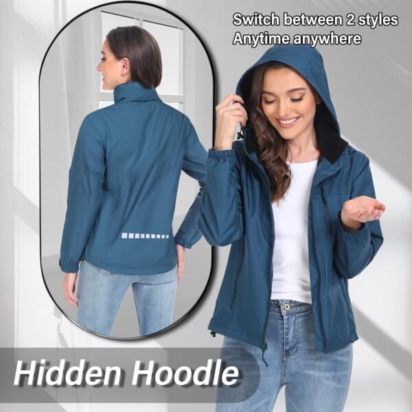 Packable Rain Jacket Women Lightweight Waterproof Raincoat for Women with Hood Windbreaker for Outdoor Travel Hiking