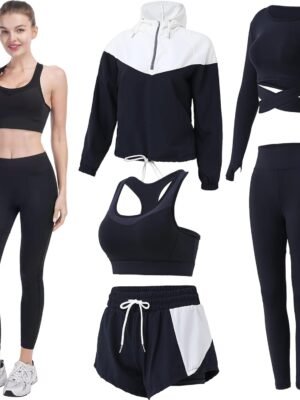 71HBZ7lAEYL._AC_SL1500.jpg Workout Sets for Women 5 PCS Yoga Outfits Activewear Tracksuit Sets