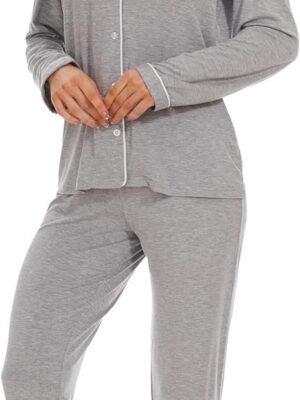 Button Up Pajamas for Women Long Sleeve Sleepwear Soft Loungewear Ladies Pjs Set XS-XXL