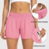Athletic Shorts for Women with Pockets High Waist Running Workout Shorts Gym Yoga White Summer Shorts