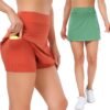 Tennis Skirts for Women Athletic Golf Skorts Workout Running Skirt Sports Activewear with Shorts Pocket 2 Pack