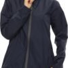 Women's Rain Jacket Lightweight Waterproof Rain Coat with Hooded Windproof Adjustable Windbreaker