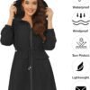 Rain Jacket for Women Waterproof with Hood Active Outdoor Long Rain Coats Packable Raincoat Lightweight Windbreaker