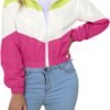 Women’s Lightweight Windbreaker Sport Jacket Zip Up Color Block Coat Casual Long Sleeve Jogging Outerwear