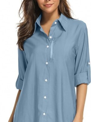 Women's UPF 50 Long Sleeve Sun Protection Shirts Quick Dry Outdoor Fishing Hiking Travel Shirt