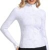 Womens Sports Running Yoga Jacket Slim Fit Full Zip Track Jacket Turtleneck Workout Jacket