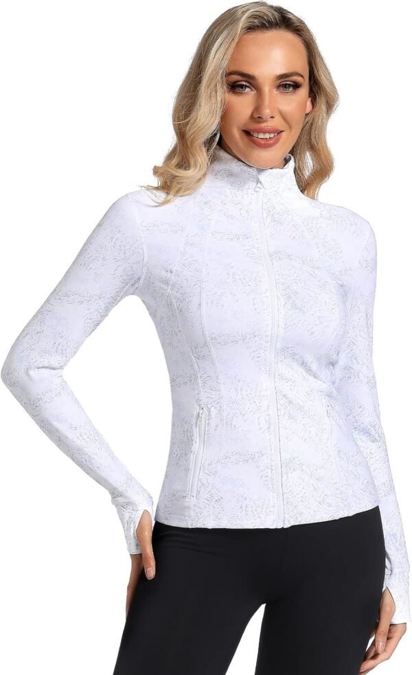 Womens Sports Running Yoga Jacket Slim Fit Full Zip Track Jacket Turtleneck Workout Jacket