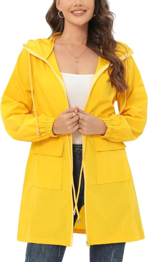 Rain Jacket for Women Waterproof with Hood Active Outdoor Long Rain Coats Packable Raincoat Lightweight Windbreaker