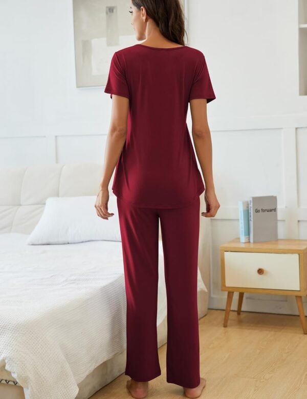 71UB0NkRpjL._AC_SL1500.jpg Women's Maternity Nursing Pajama Set Breastfeeding Loungewear Mama Clothes Short Sleeve Top & Pants Pregnancy PJS