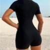 71V125AhRNL._AC_SL1500.jpg Women's Colorblock Mesh Zipper Diving Suit One Piece Swimsuit Short Sleeve Bathing Suit