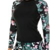 Women's Long Sleeves Rash Guard Athletic Swim Aztec Tankini Sets Swimsuit