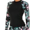 Women 2 Piece Rash Guard Long Sleeve Swimsuits Swim Shirt with Shorts Set Sun Protection UPF 50+ Surf Bathing Suits