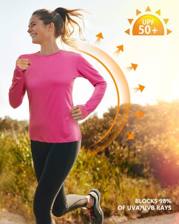 Women's Long Sleeve UPF 50+ UV Sun Protection Shirts Rash Guard Swim T-Shirt/Hoodie Quick Dry for Outdoor Hiking
