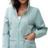 Women's Raincoats Windbreaker Rain Jacket Waterproof Lightweight Outdoor Hooded Trench Coats S-XXL