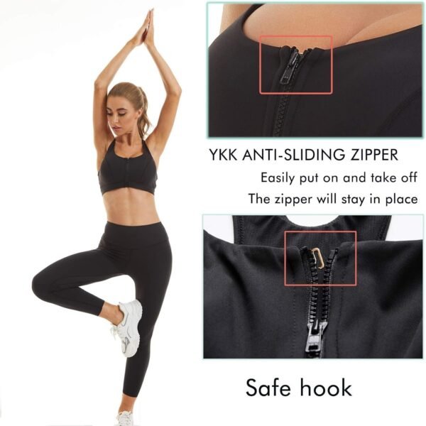 71jd8d3JkjL._AC_SL1500.jpg Womens Sports Bra with Zip Closure and Racerback,Wireless Bras,Four-Way Stretch Fabric with Removable Padded