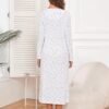Long Cotton Nightgown Women's Long Sleeve Sleepwear Full Length Night Dress Soft Comfy Loungewear