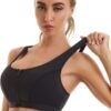 71py27Ic0ZL._AC_SL1500.jpg Womens Sports Bra with Zip Closure and Racerback,Wireless Bras,Four-Way Stretch Fabric with Removable Padded