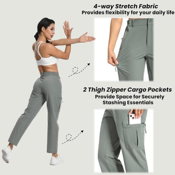 Womens Cargo Hiking Pants - Travel Lightweight Water Resistant 4 Pockets Casual Quick Dry Athletic Climbing Pants