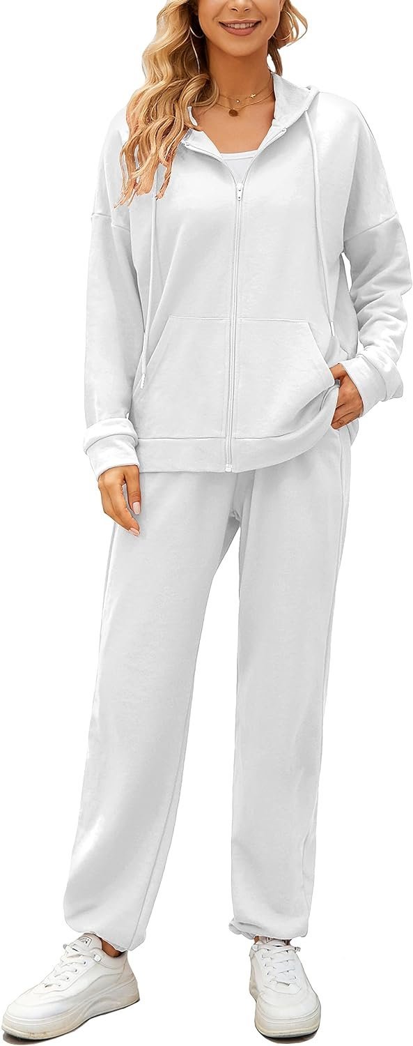 71qxz3RV6IL._AC_SL1500.jpg Women 2 Piece Outfits Tracksuit Casual Zip Up Hoodie Sweatsuits Jogging Long Pant Set