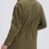 Women's Military Jacket Lightweight Button Up Utility Drawstring Waist Anorak Coat with Pockets