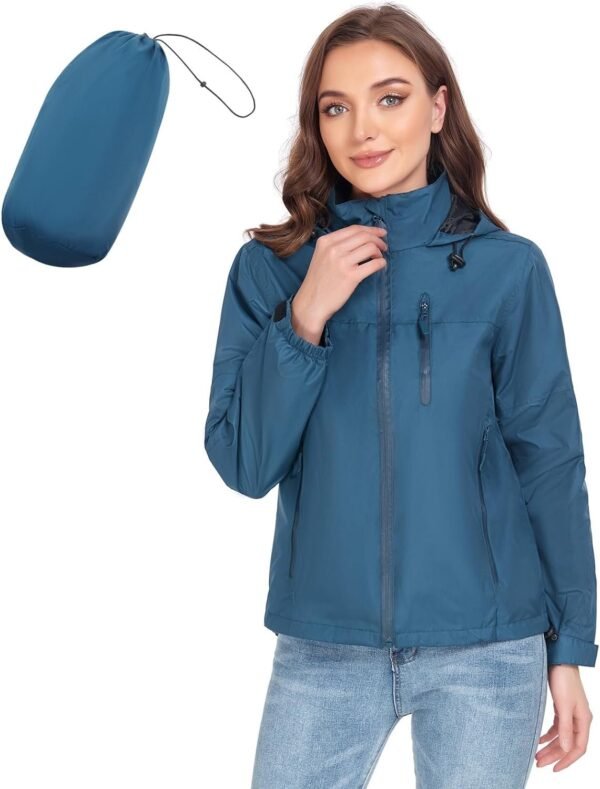 Packable Rain Jacket Women Lightweight Waterproof Raincoat for Women with Hood Windbreaker for Outdoor Travel Hiking