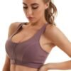 71uy-yhaXnS._AC_SL1500.jpg Womens Sports Bra with Zip Closure and Racerback,Wireless Bras,Four-Way Stretch Fabric with Removable Padded