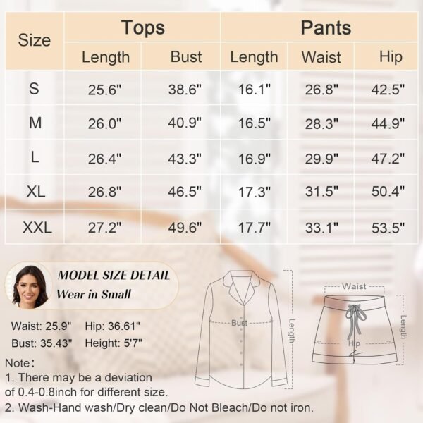 Button Down Pajamas Sets Women Two-Piece Satin Silk Pjs Sets Loungewear Long Sleeve Sleepwear Shorts Nightwear Sets