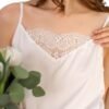 Women’s White Lace Romper- Comfy Vegan Silk One Piece Pajama With Shorts