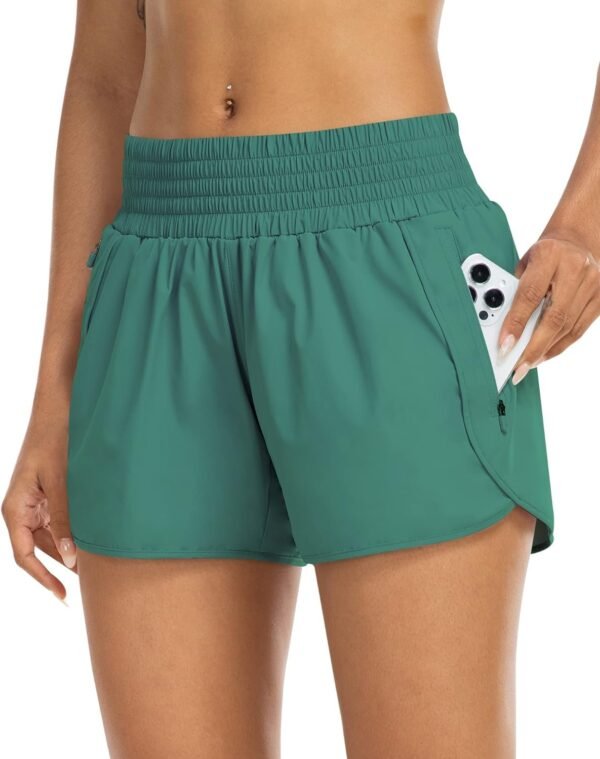 Athletic Shorts for Women with Pockets High Waist Running Workout Shorts Gym Yoga White Summer Shorts