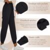 Womens Athletic Pants Knit Cargo Pants Stretchy Hiking Pants Elastic Waist Sweatpants Baggy Soft Joggers