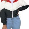 Women’s Lightweight Windbreaker Sport Jacket Zip Up Color Block Coat Casual Long Sleeve Jogging Outerwear