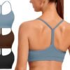 Spaghetti Strap Padded Sports Bras for Women - Y Back Yoga Workout Tops (3 Pack)