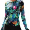 81N8Jp2tIvL._AC_SL1500.jpg Women Two Piece Rash Guard Long Sleeve Half-Zipper UPF 50 Athletic Surfing Swimsuit