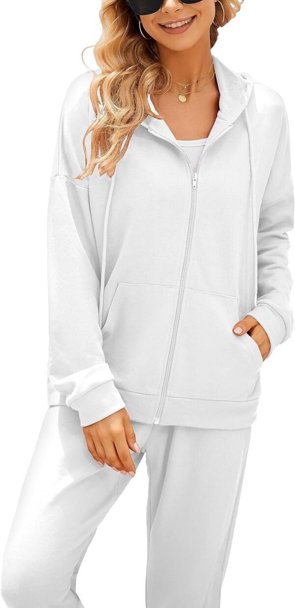 81TPy8dX1tL._AC_SL1500.jpg Women 2 Piece Outfits Tracksuit Casual Zip Up Hoodie Sweatsuits Jogging Long Pant Set