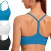 Spaghetti Strap Padded Sports Bras for Women - Y Back Yoga Workout Tops (3 Pack)